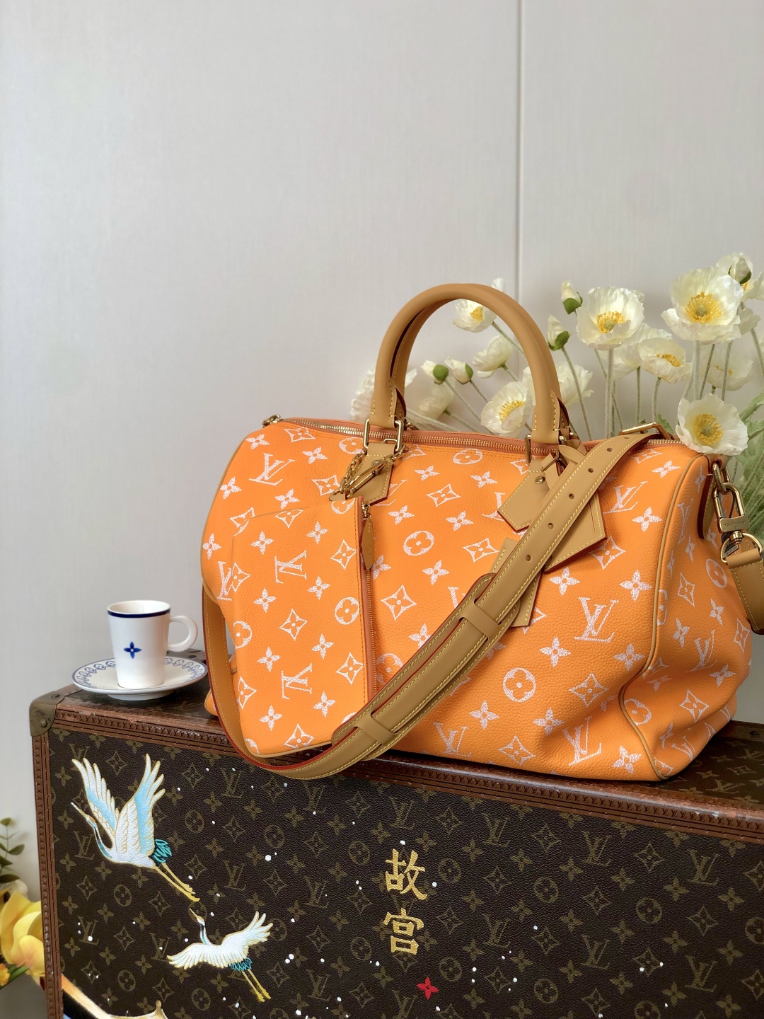 LV 高仿旅行袋 橘色經典印花 手提單肩款｜歐美奢侈品精品推薦