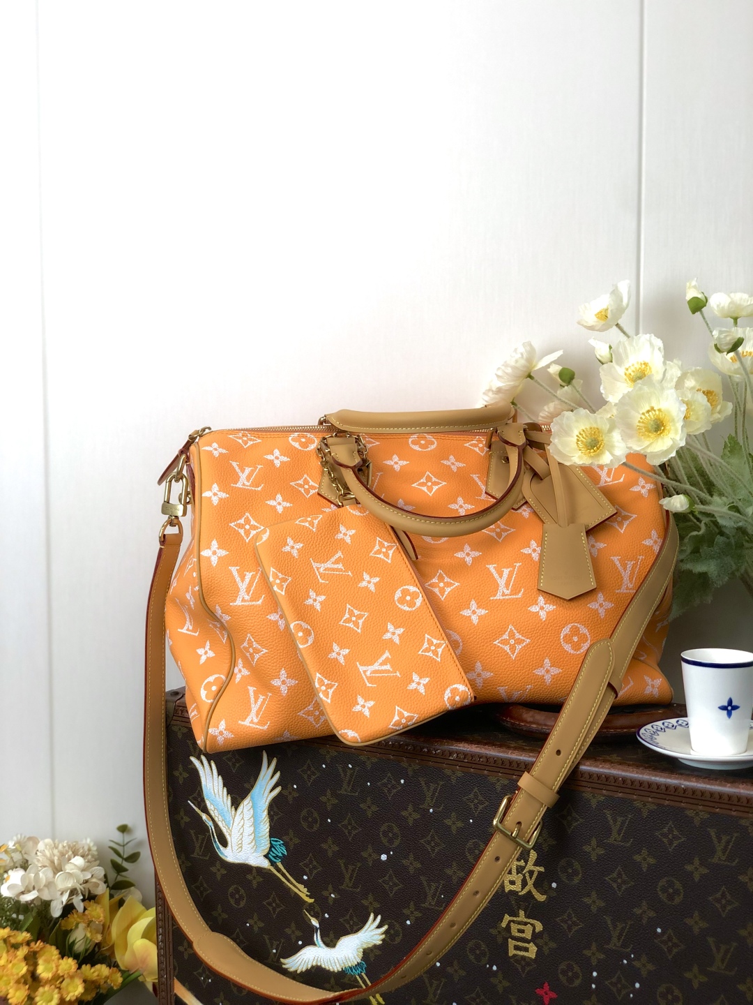 LV 高仿旅行袋 橘色經典印花 手提單肩款｜歐美奢侈品精品推薦