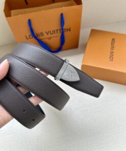 LV 一比一男士皮帶 灰棕色銀扣低調款