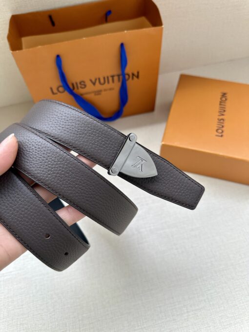 LV 一比一男士皮帶 灰棕色銀扣低調款