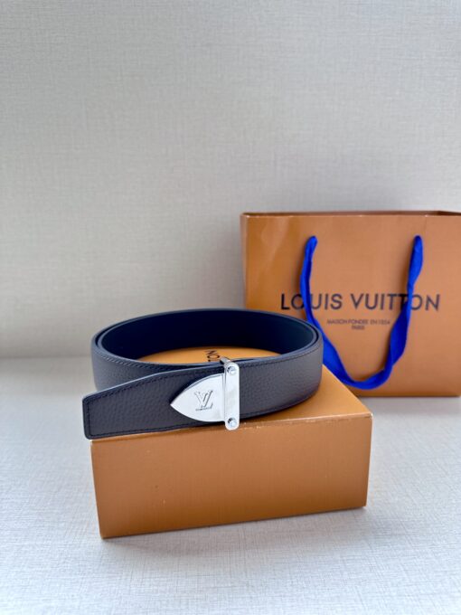 LV 原單男士皮帶 深藍色銀扣簡約款