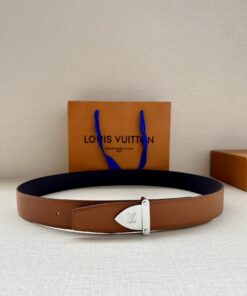 LV 原單男士皮帶 棕色牛皮銀扣典雅款