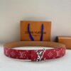 LV 原單紅色老花皮帶 銀色LV扣｜歐美奢侈品精品推薦
