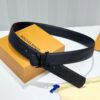 LV 原單黑色壓花皮帶 銀色LV扣｜歐美奢侈品精品推薦