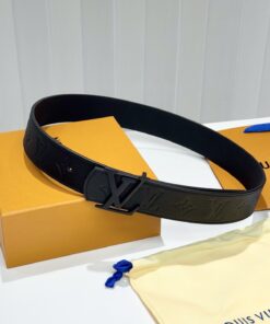 LV 原單黑色壓花皮帶 全黑扣