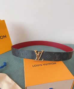 LV 原單 Monogram灰黑皮帶 紅色內裡 金扣