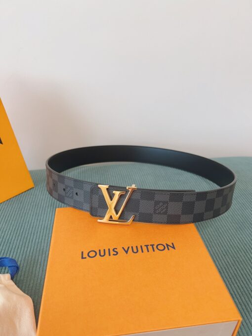 LV 原單 Damier Graphite格紋皮帶 金扣