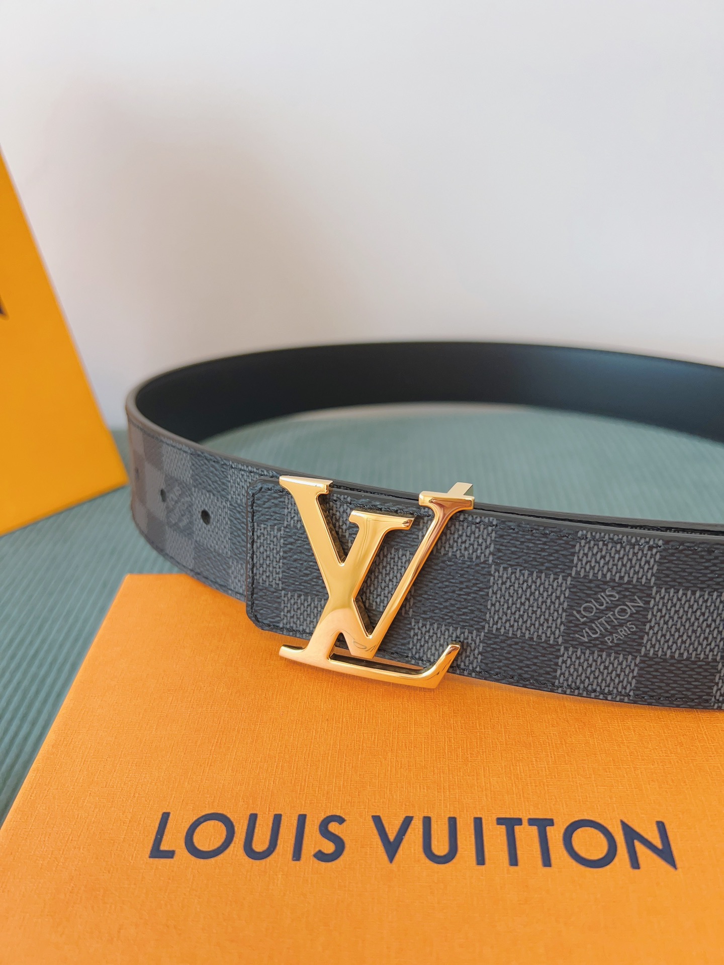 LV 原單 Damier Graphite格紋皮帶 金扣｜歐美奢侈品精品推薦