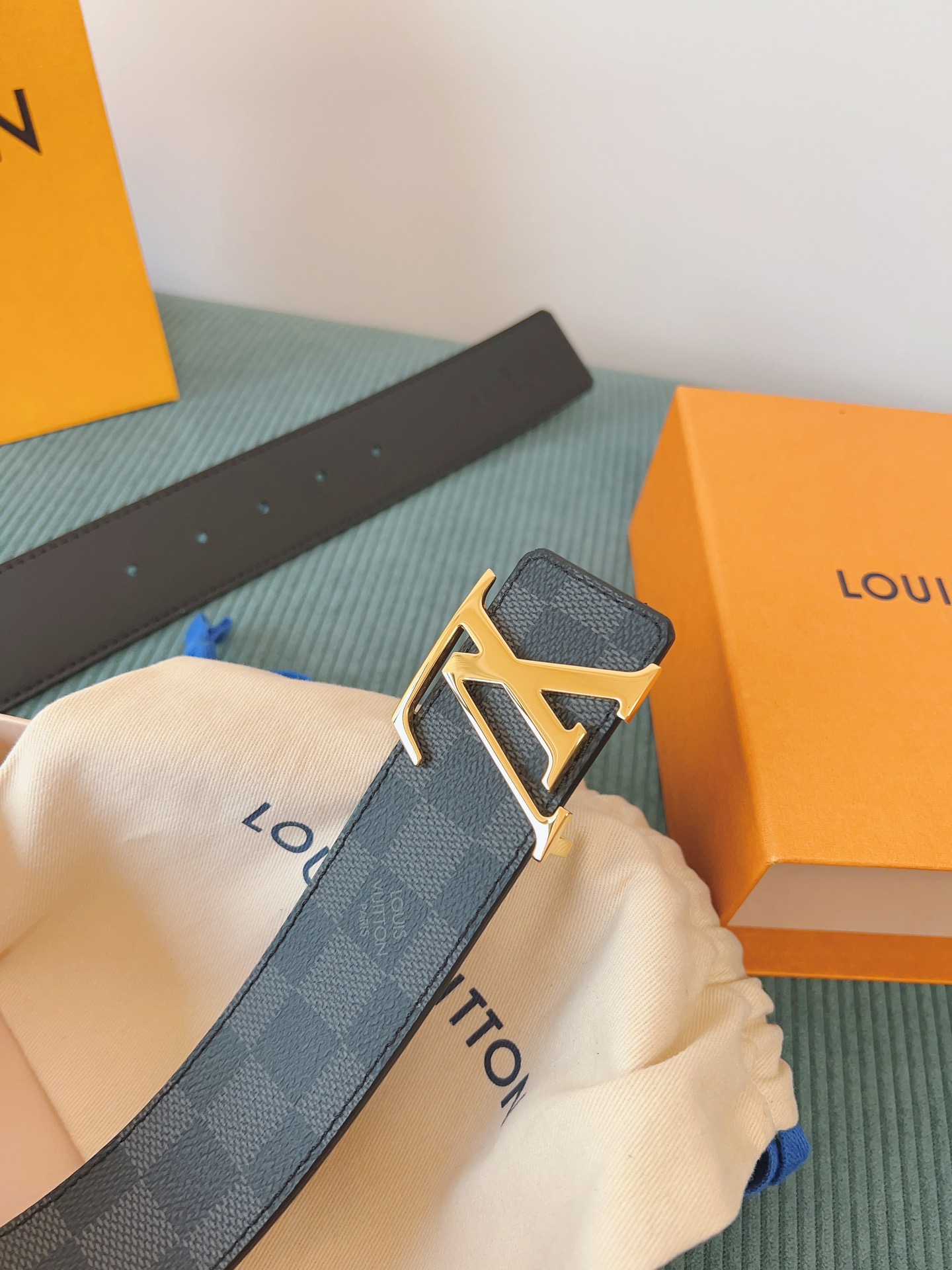 LV 原單 Damier Graphite格紋皮帶 金扣｜歐美奢侈品精品推薦
