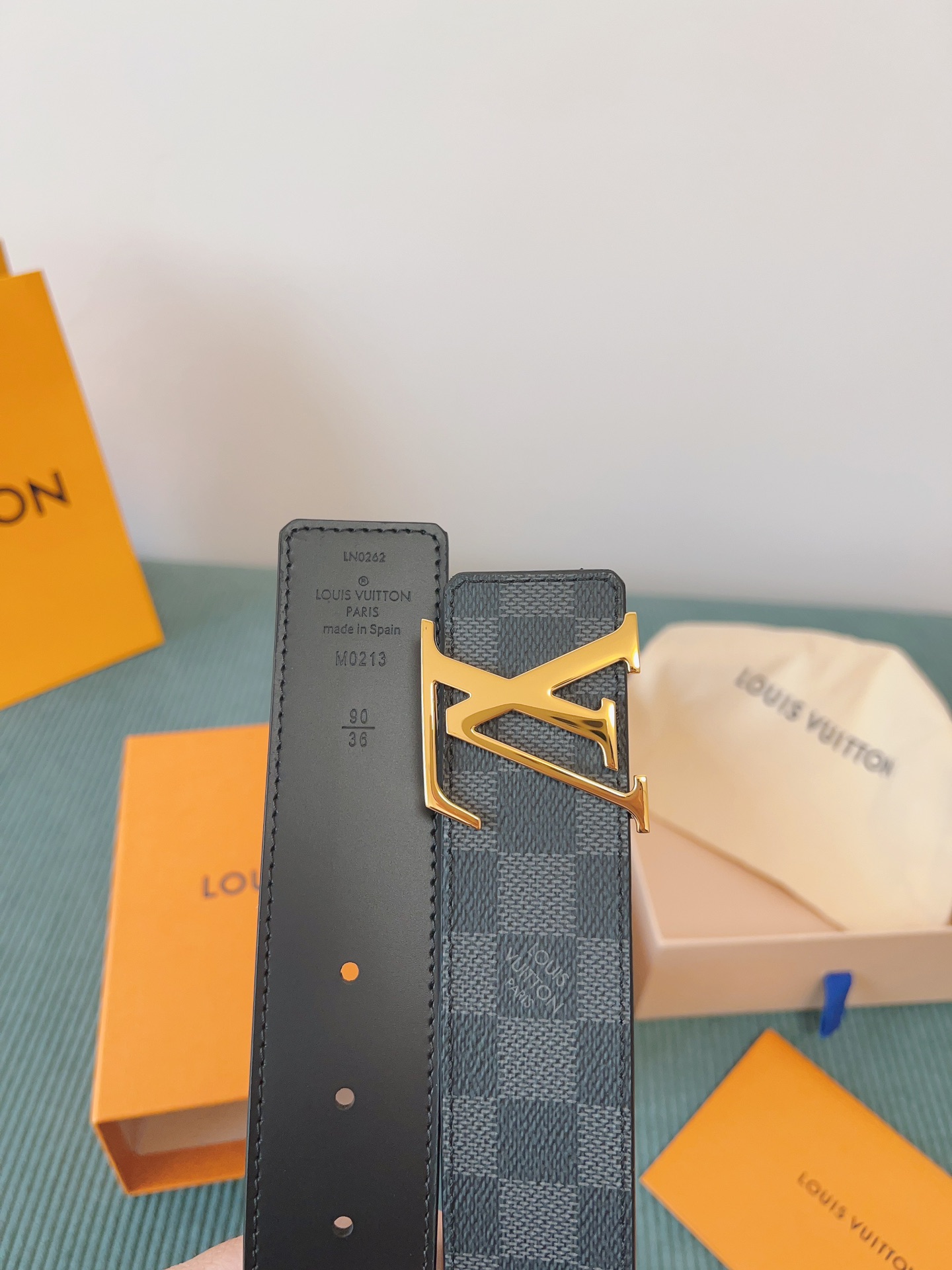 LV 原單 Damier Graphite格紋皮帶 金扣｜歐美奢侈品精品推薦