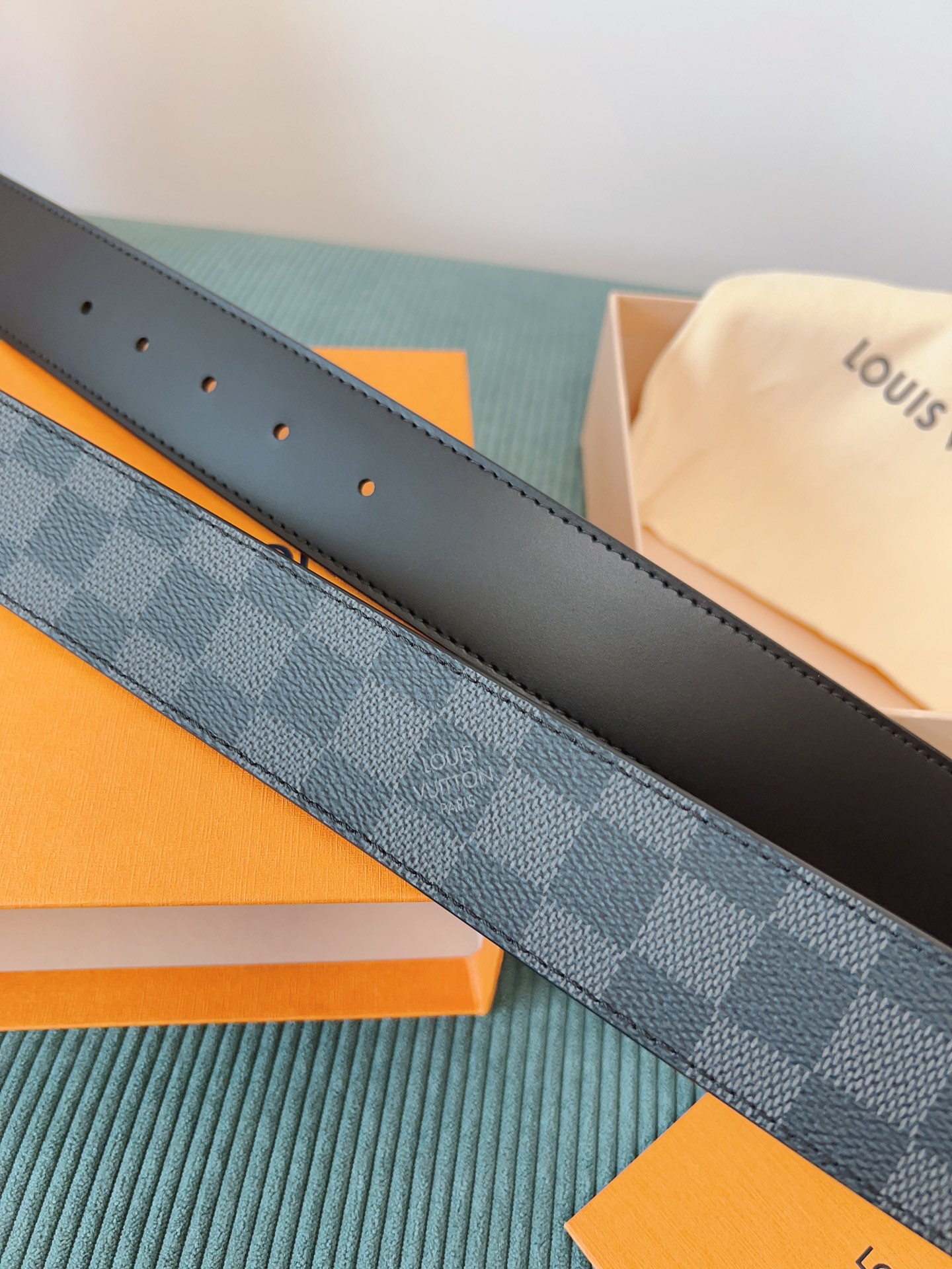 LV 原單 Damier Graphite格紋皮帶 金扣｜歐美奢侈品精品推薦