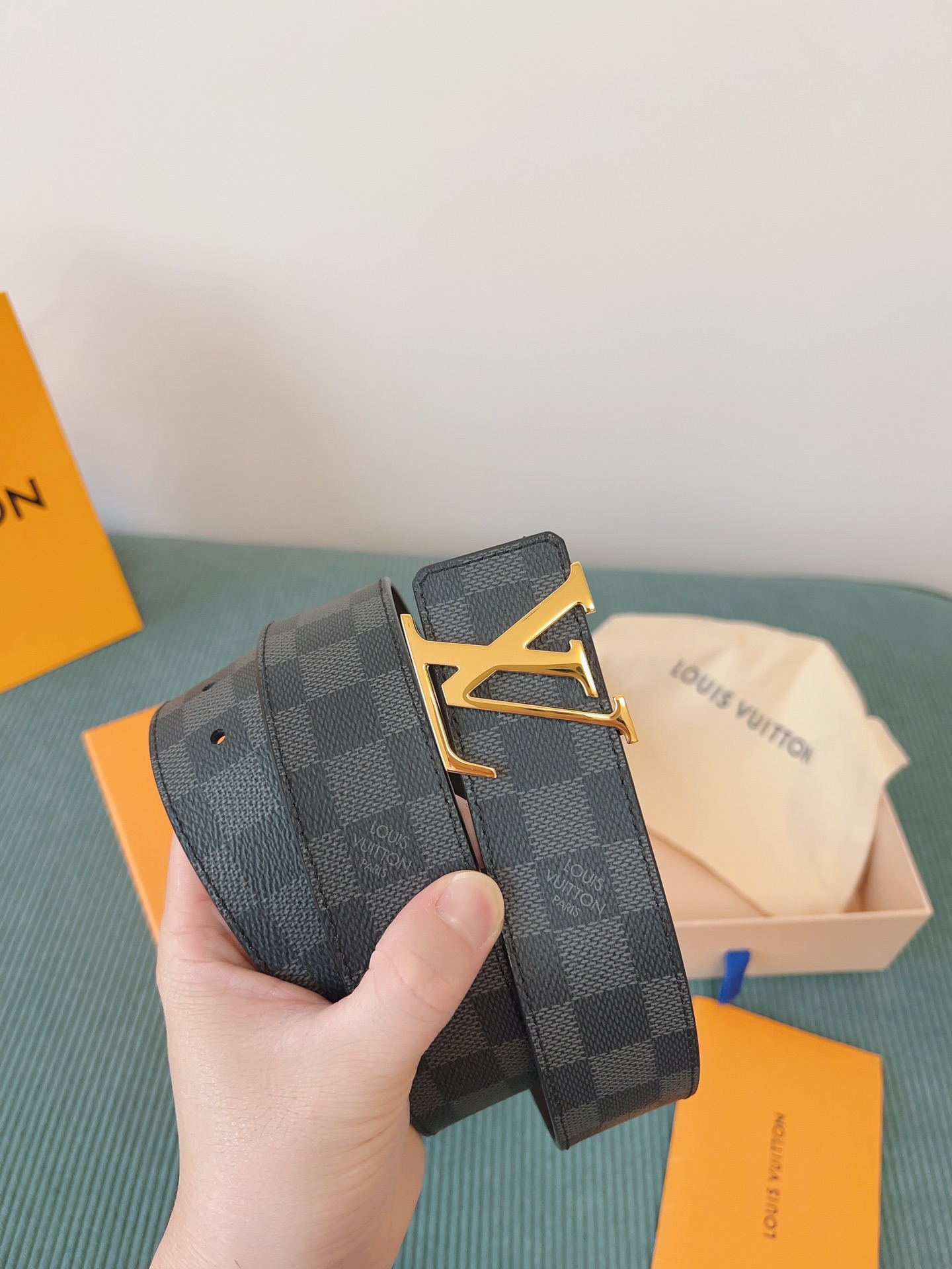 LV 原單 Damier Graphite格紋皮帶 金扣｜歐美奢侈品精品推薦