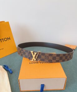 LV 原單 Damier Ebene格紋皮帶 金扣