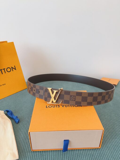 LV 原單 Damier Ebene格紋皮帶 金扣
