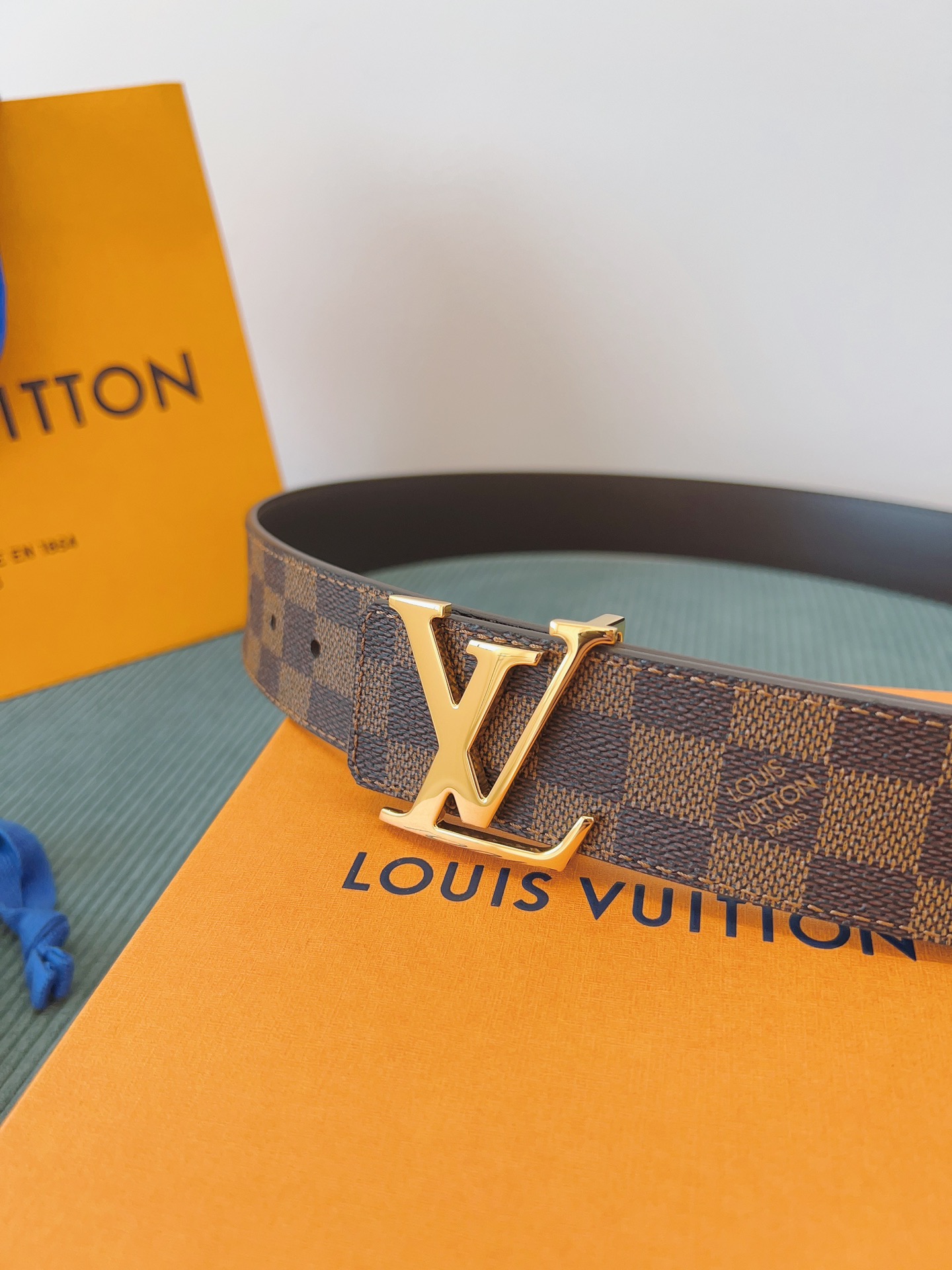 LV 原單 Damier Ebene格紋皮帶 金扣｜歐美奢侈品精品推薦