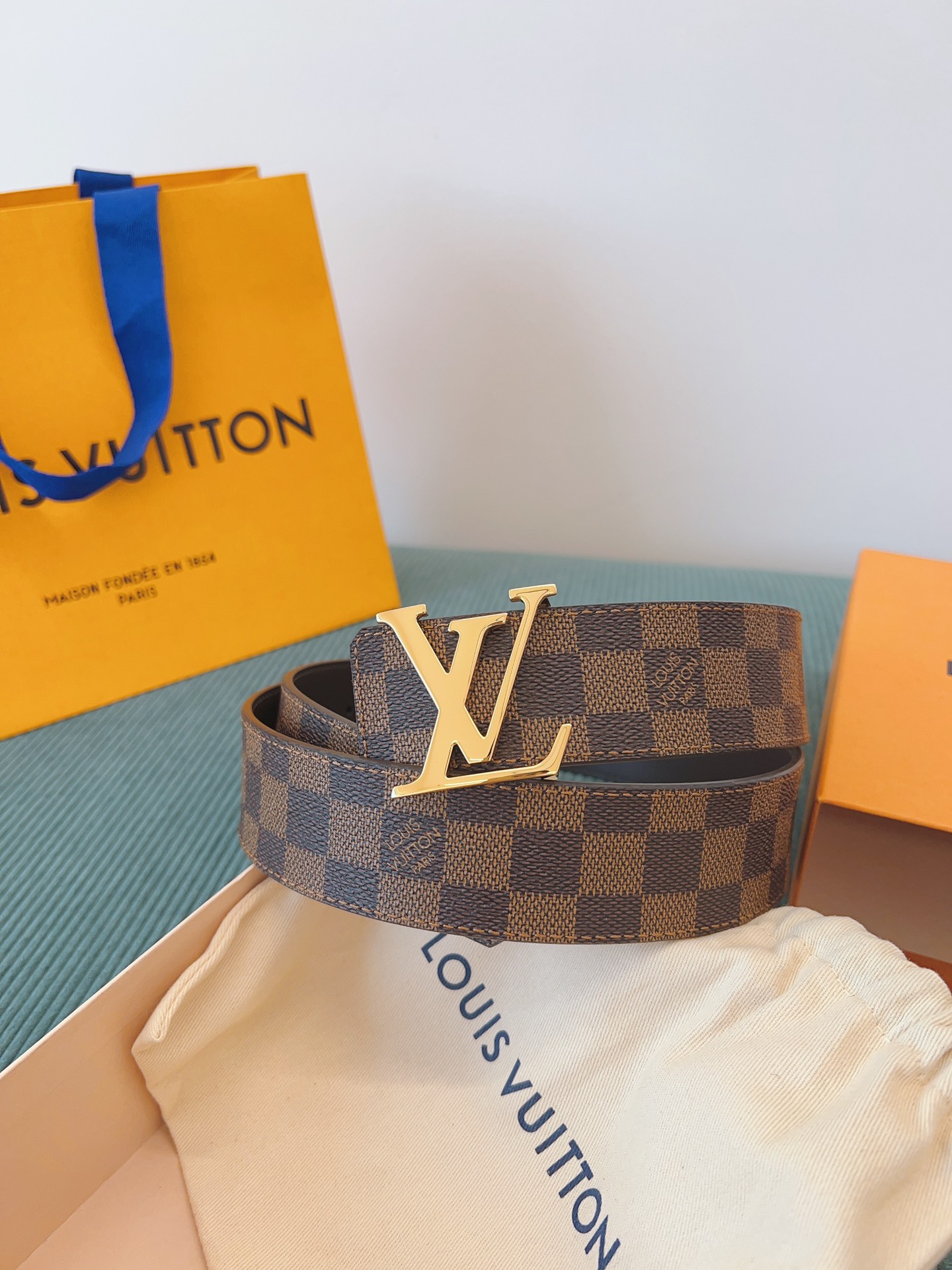 LV 原單 Damier Ebene格紋皮帶 金扣｜歐美奢侈品精品推薦