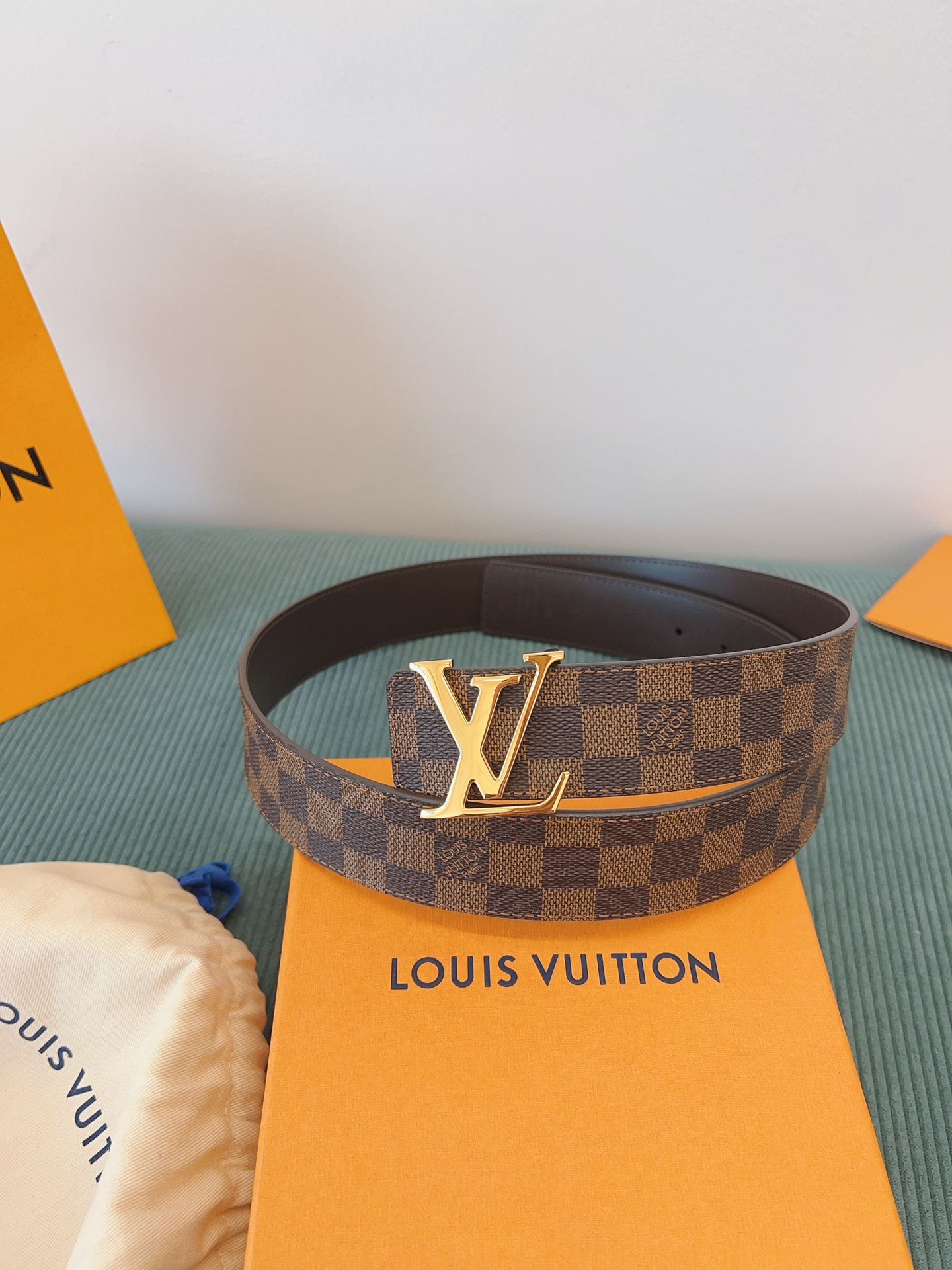 LV 原單 Damier Ebene格紋皮帶 金扣｜歐美奢侈品精品推薦