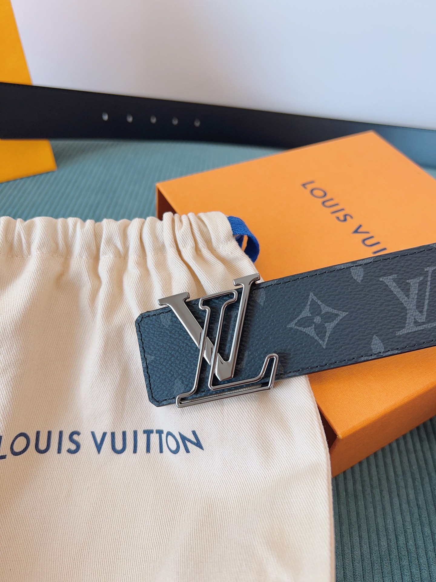 LV 高仿 Monogram Eclipse皮帶 黑扣｜歐美奢侈品精品推薦