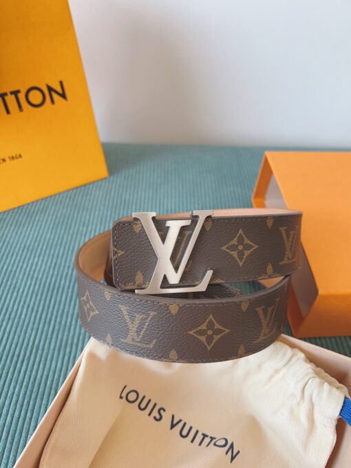 LV 高仿 Monogram 經典皮帶 銀扣