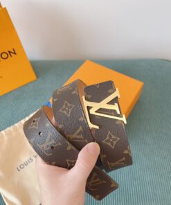 LV 一比一 Monogram 經典皮帶 金扣