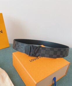 LV 高仿 Damier 格紋皮帶 黑色扣