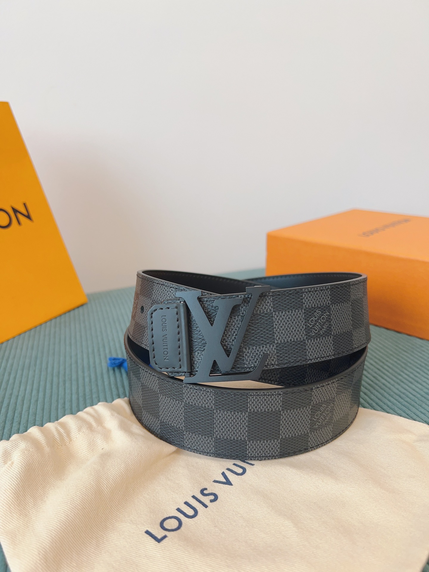 LV 高仿 Damier 格紋皮帶 黑色扣｜歐美奢侈品精品推薦