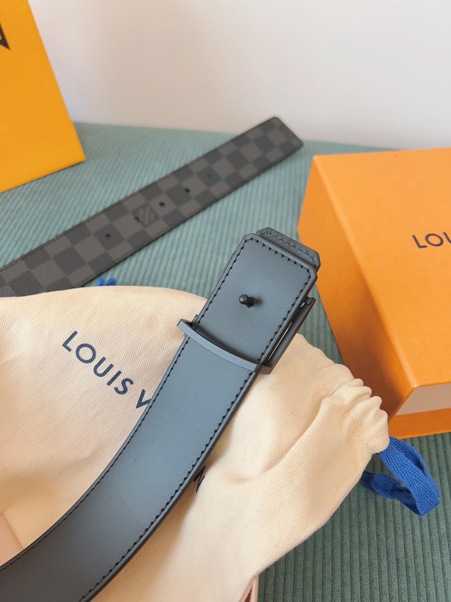 LV 高仿 Damier 格紋皮帶 黑色扣｜歐美奢侈品精品推薦
