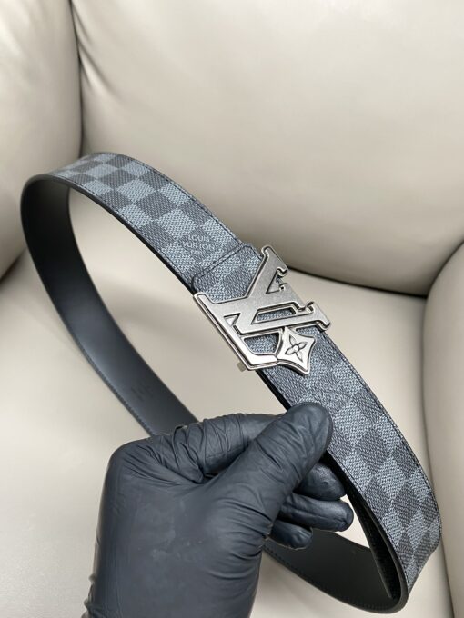 LV 高仿 Damier 格紋皮帶 銀扣設計