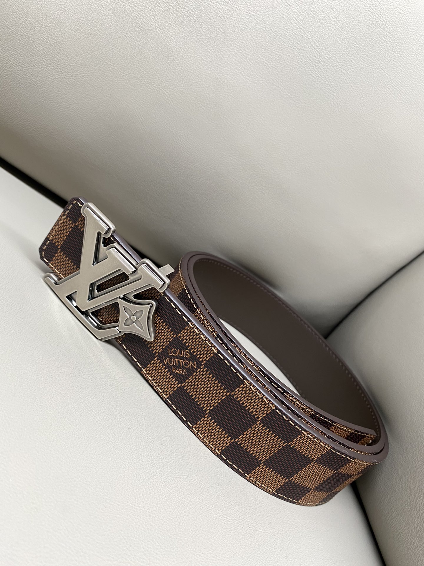 LV 一比一 Damier 格紋皮帶 銀扣設計款｜歐美奢侈品精品推薦