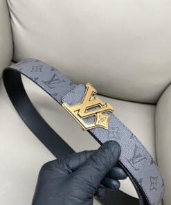 LV 原單 Monogram 灰色皮帶 金扣設計