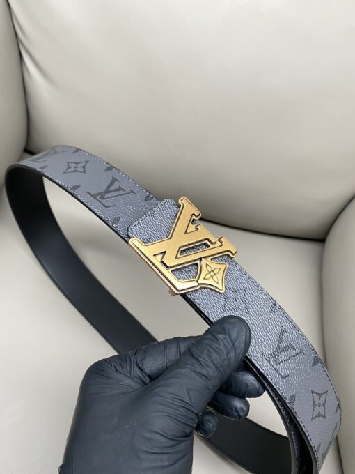 LV 原單 Monogram 灰色皮帶 金扣設計