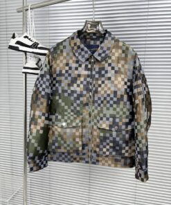 LV 高仿拼色格紋外套 潮流百搭 男士休閒