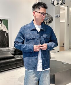 LV 高仿深藍麂皮牛仔外套 男士上身實拍款