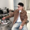 LV 高仿棕色麂皮牛仔外套 男士上身實拍款｜歐美奢侈品精品推薦
