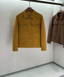 LV 高仿黃褐色麂皮牛仔外套 男士休閒百搭