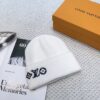 LV 高仿針織毛帽 白色Logo刺繡秋冬保暖百搭｜歐美奢侈品精品推薦