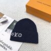 LV 高仿針織毛帽 深藍色翻邊刺繡冬季保暖｜歐美奢侈品精品推薦