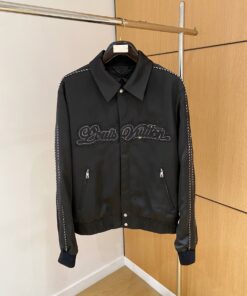 LV 一比一黑色外套 男士字母刺繡拼接設計