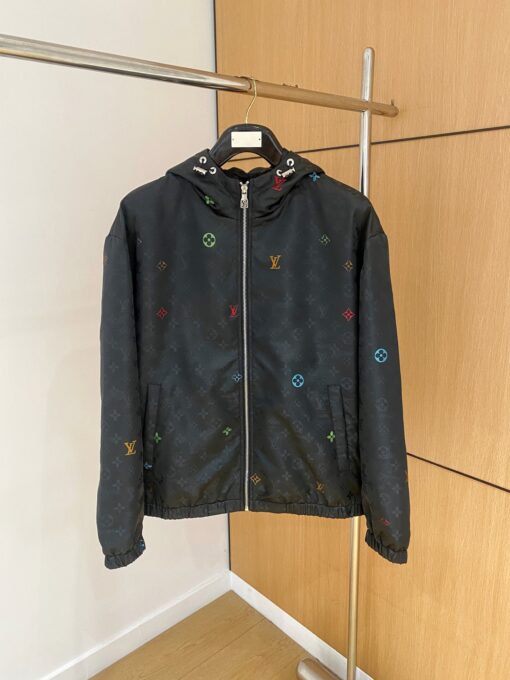 LV A貨連帽外套 黑色彩色Monogram防風款