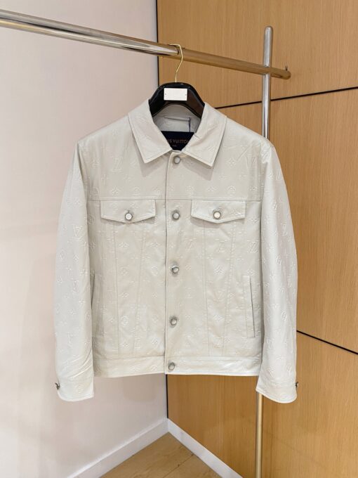 LV 原單白色皮革外套 Monogram壓紋挺版設計