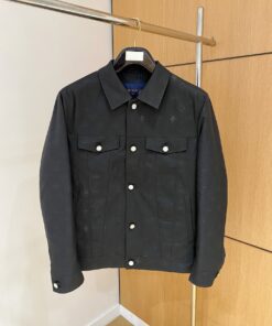 LV A貨黑色皮革外套 Monogram壓紋挺版設計