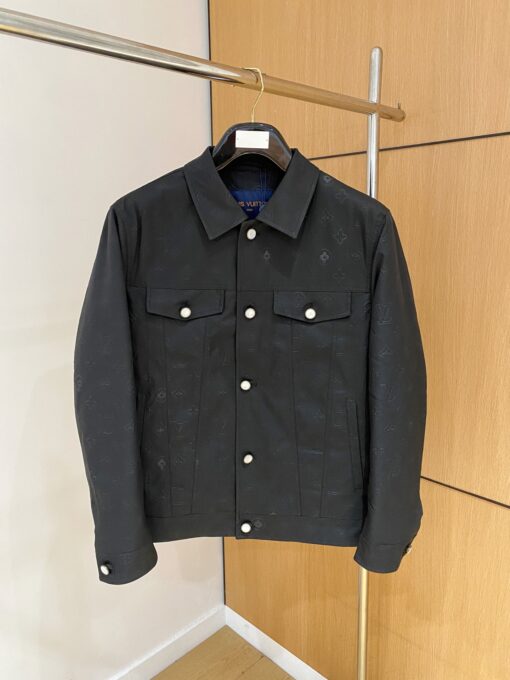 LV A貨黑色皮革外套 Monogram壓紋挺版設計