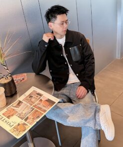 LV 原單男士外套 黑色胸口壓紋口袋設計