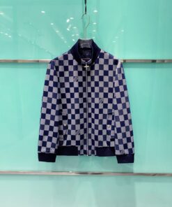 LV 一比一棋盤格飛行員外套 經典格紋設計