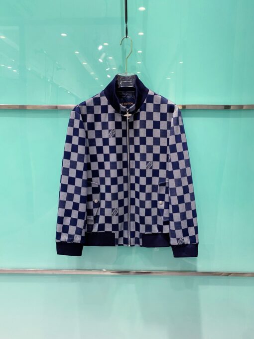 LV 一比一棋盤格飛行員外套 經典格紋設計