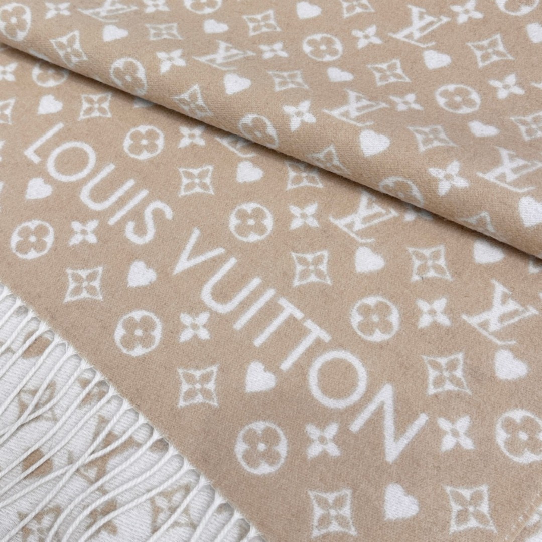 LV 一比一羊絨圍巾 米駝雙色 經典柔軟設計｜歐美奢侈品精品推薦