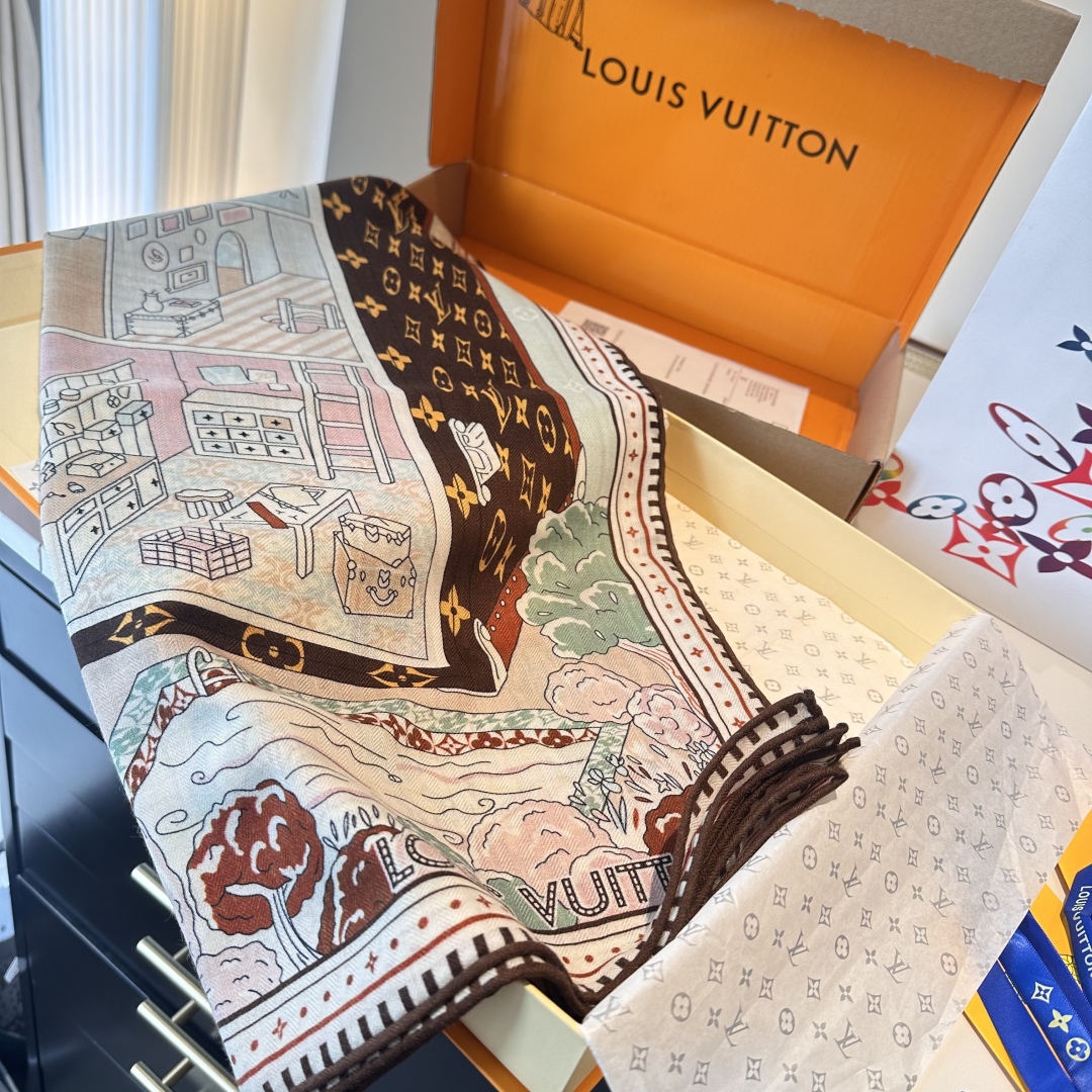 LV 高仿印花絲巾 彩色城市圖案 漫遊風格點綴|超A仿原單精品圖片 15 LV 高仿印花絲巾 彩色城市圖案 漫遊風格點綴|歐美奢侈品精品推薦