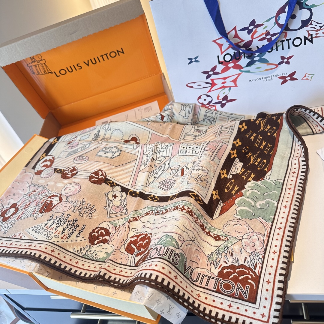 LV 高仿印花絲巾 彩色城市圖案 漫遊風格點綴|超A仿原單精品圖片 9 LV 高仿印花絲巾 彩色城市圖案 漫遊風格點綴|歐美奢侈品精品推薦