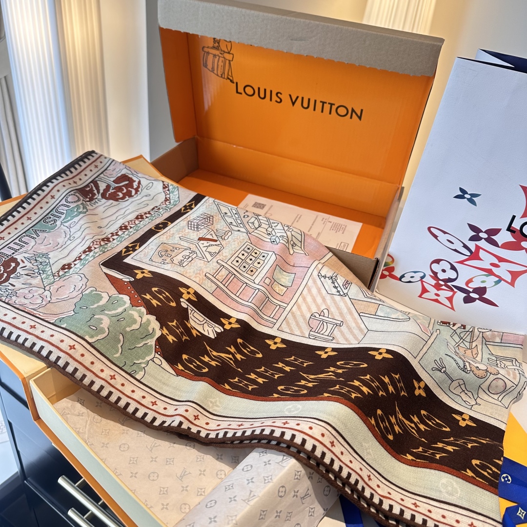 LV 高仿印花絲巾 彩色城市圖案 漫遊風格點綴|超A仿原單精品圖片 8 LV 高仿印花絲巾 彩色城市圖案 漫遊風格點綴|歐美奢侈品精品推薦