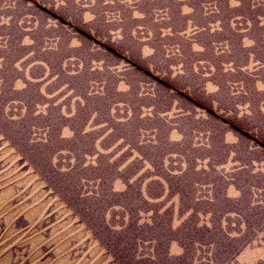 LV 一比一羊毛圍巾 經典花紋雙面拼色設計 冬日百搭｜歐美奢侈品精品推薦